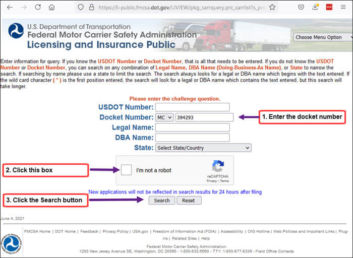 fmcsa website